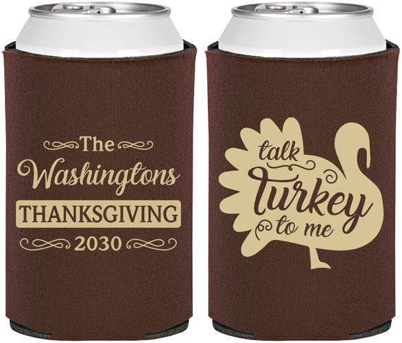 Personalized Thanksgiving Can Coolers - Talk Turkey To Me | 260046