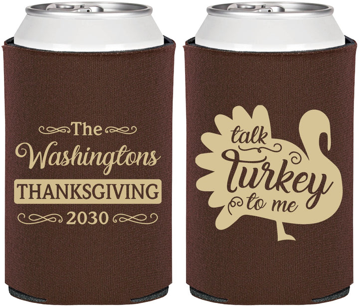 Personalized Thanksgiving Can Coolers - Talk Turkey To Me | 260046