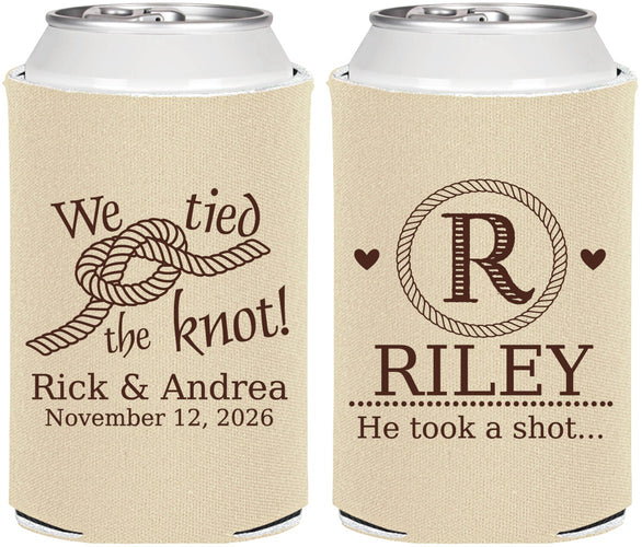 Personalized Wedding Can Coolers - We Tied The Knot | 263