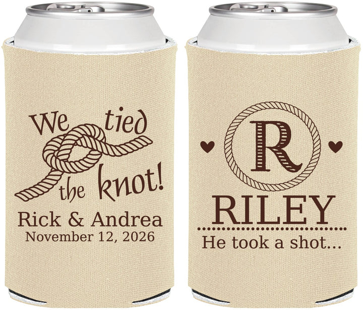Personalized Wedding Can Coolers - We Tied The Knot | 263