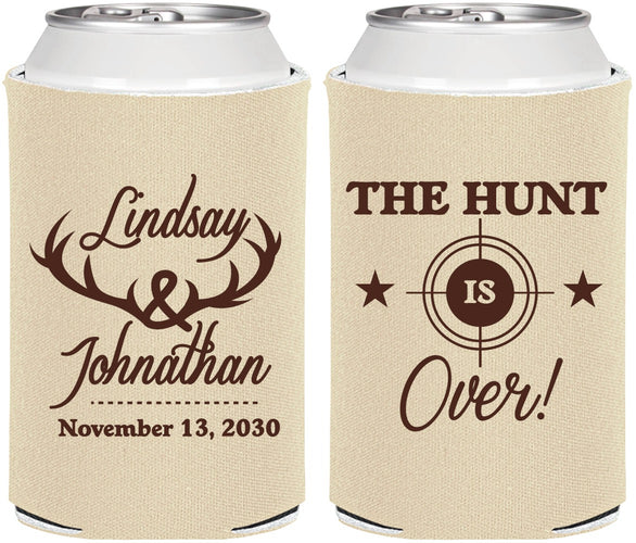 Personalized Wedding Can Coolers - The Hunt Is Over | 266