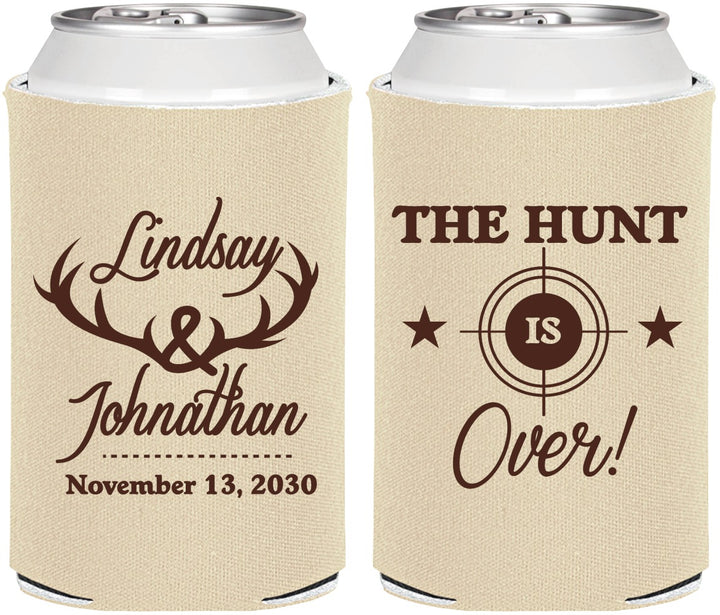Personalized Wedding Can Coolers - The Hunt Is Over | 266