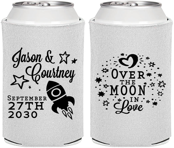 Personalized Wedding Can Coolers - Over The Moon In Love | 267