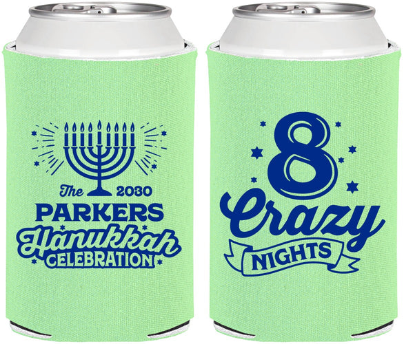 Personalized Hanukkah Can Coolers - Eight Crazy Nights | 270010