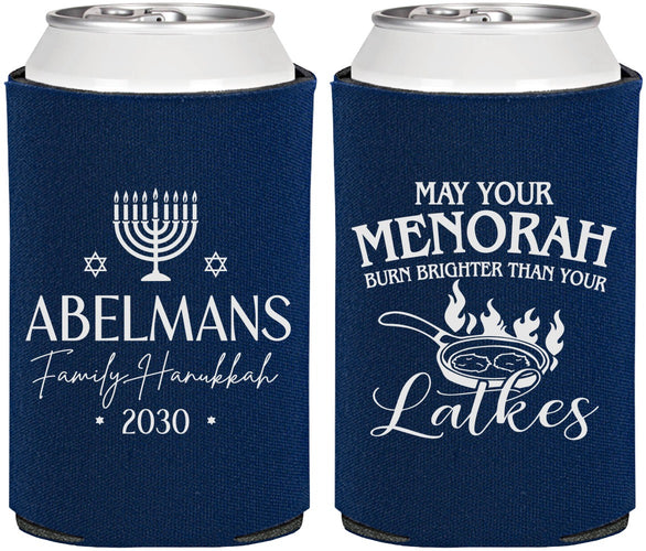 Personalized Hanukkah Can Coolers - Menorah Latkes | 270019