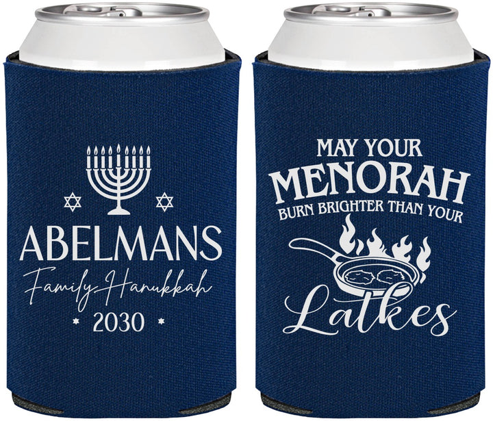 Personalized Hanukkah Can Coolers - Menorah Latkes | 270019