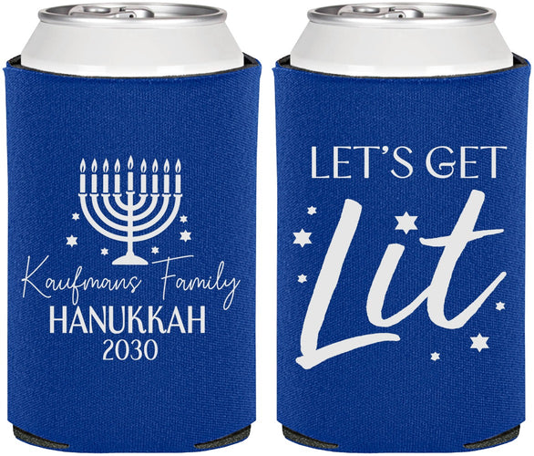 Personalized Hanukkah Can Coolers - Lets Get Lit | 270020