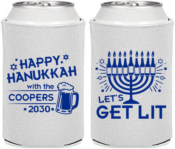 Personalized Hanukkah Can Coolers - Lets Get Lit | 270021