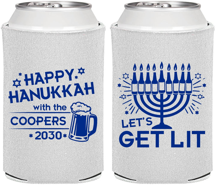 Personalized Hanukkah Can Coolers - Lets Get Lit | 270021
