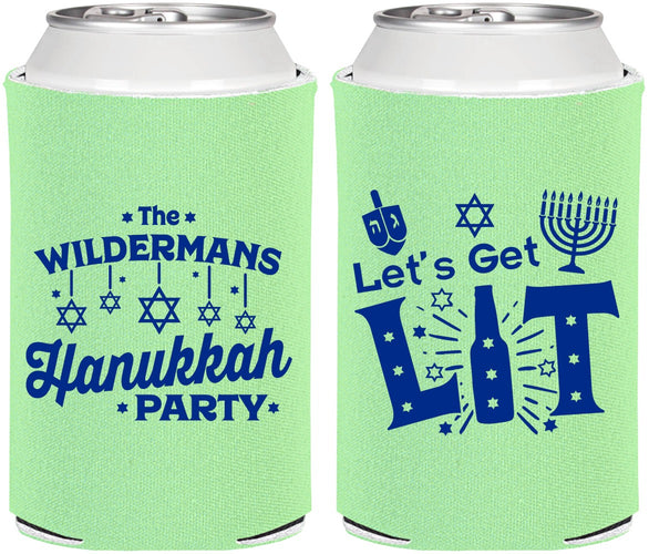 Personalized Hanukkah Can Coolers - Lets Get Lit | 270022