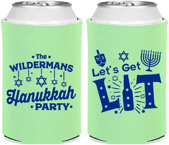 Personalized Hanukkah Can Coolers - Lets Get Lit | 270022