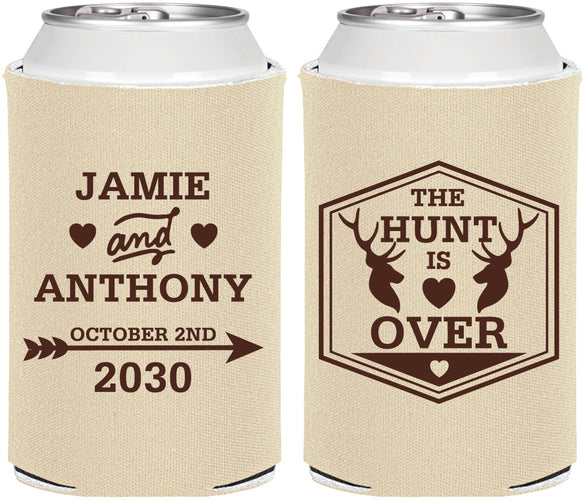 Personalized Wedding Can Coolers - The Hunt Is Over | 272
