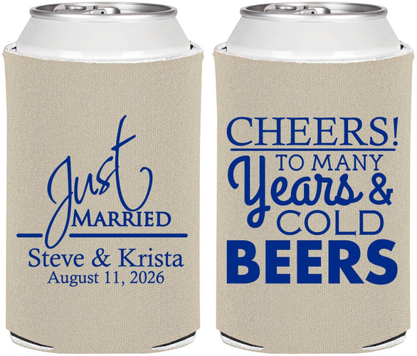 Personalized Wedding Can Coolers - Cheers Years Cold Beers | 274