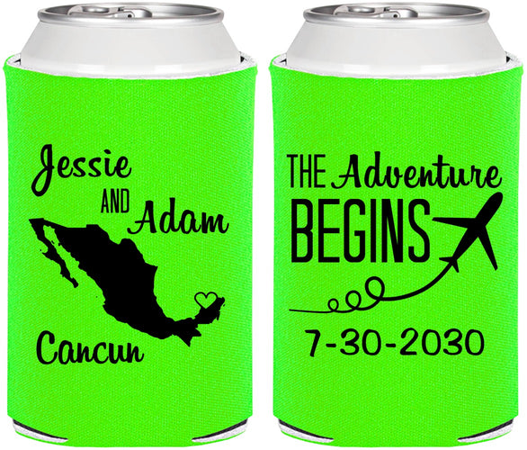 Personalized Wedding Can Coolers - The Adventure Begins | 275