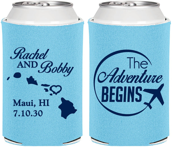 Personalized Wedding Can Coolers - The Adventure Begins | 278