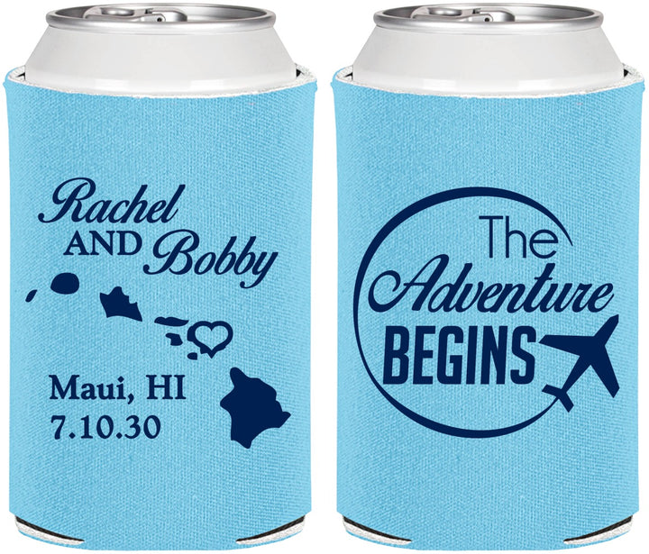 Personalized Wedding Can Coolers - The Adventure Begins | 278