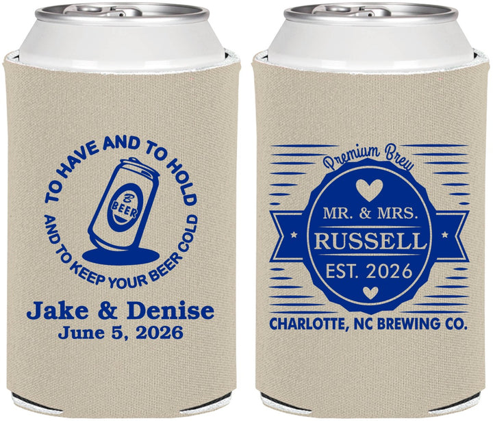 Personalized Wedding Can Coolers - To Have And To Hold | 279