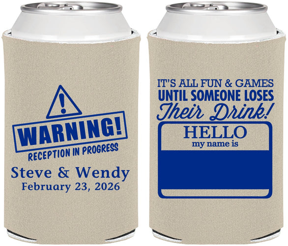 Personalized Wedding Can Coolers - Hello My Name Is | 280
