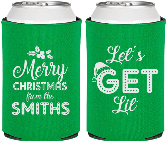 Personalized Christmas Can Coolers - Lets Get Lit | 280001