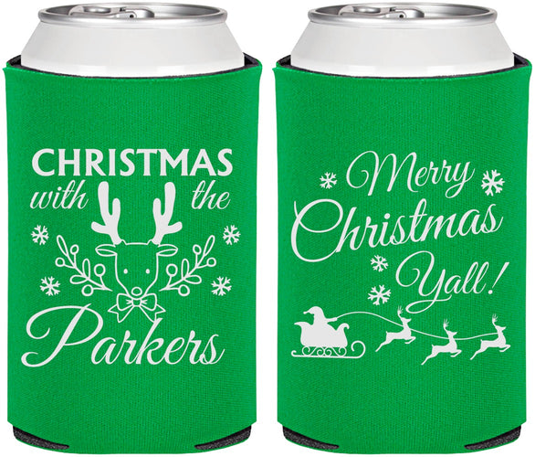 Personalized Christmas Can Coolers - Reindeer | 280005