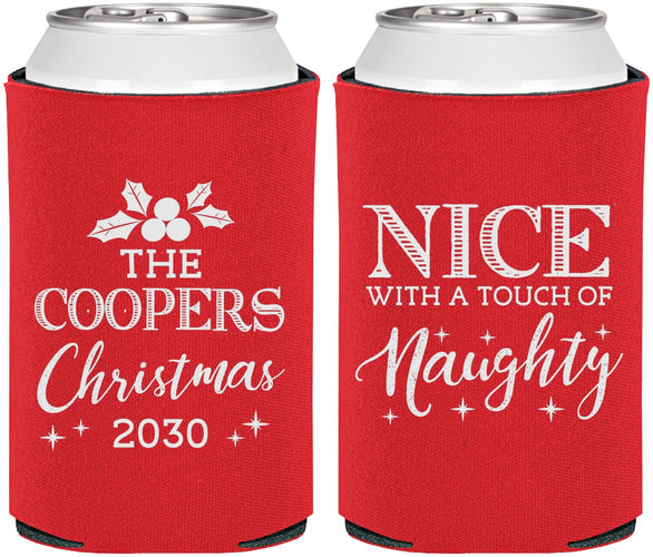 Personalized Christmas Can Coolers - Naughty Or Nice | 280008