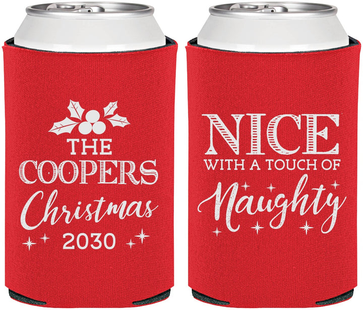 Personalized Christmas Can Coolers - Naughty Or Nice | 280008