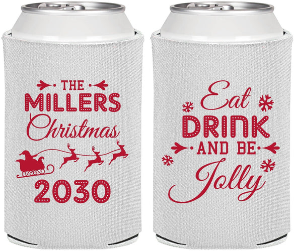 Personalized Christmas Can Coolers - Eat Drink And Be Jolly | 280010