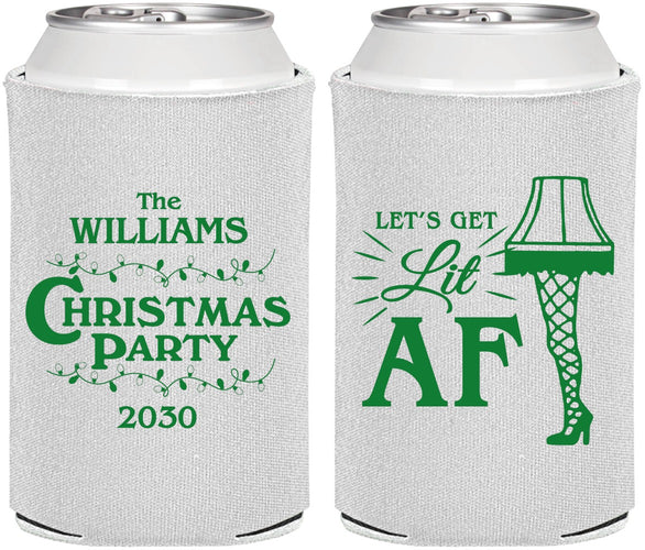 Personalized Christmas Can Coolers - Lit Af | 280011