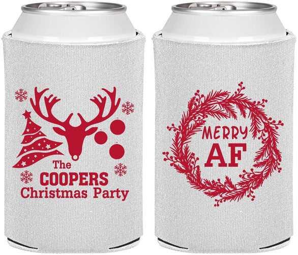 Personalized Christmas Can Coolers - Merry Af | 280014