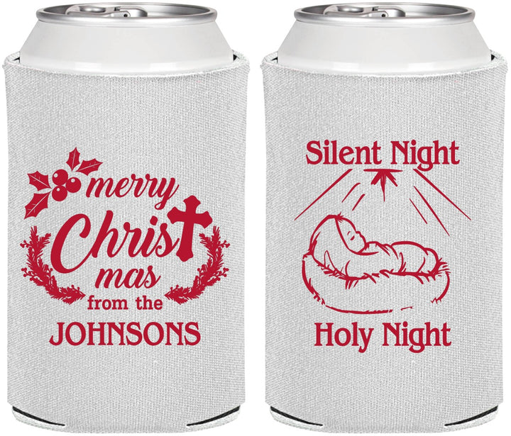 Personalized Christmas Can Coolers - Silent Night Holy Night | 280018