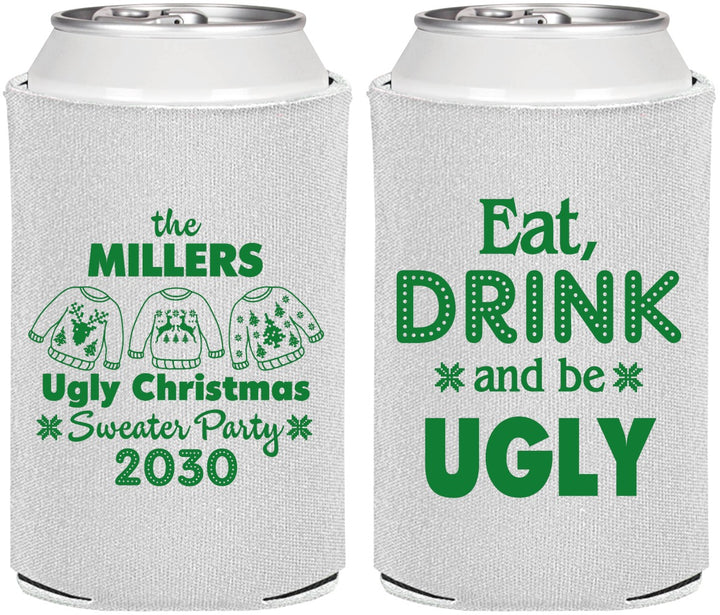Personalized Christmas Can Coolers - Ugly Sweater | 280023