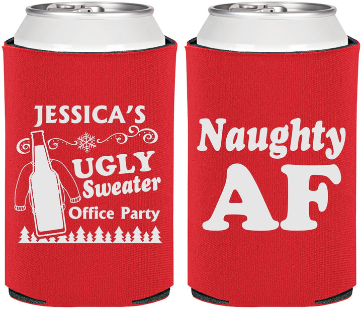 Personalized Christmas Can Coolers - Eat Drink Be Ugly | 280024
