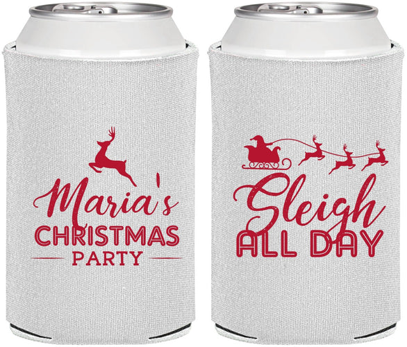 Personalized Christmas Can Coolers - Sleigh All Day | 280030