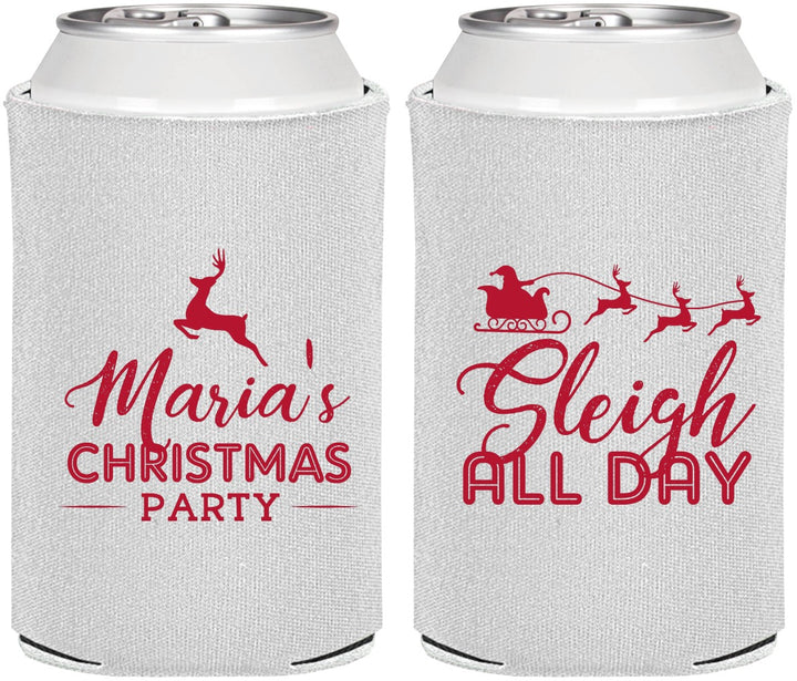 Personalized Christmas Can Coolers - Sleigh All Day | 280030