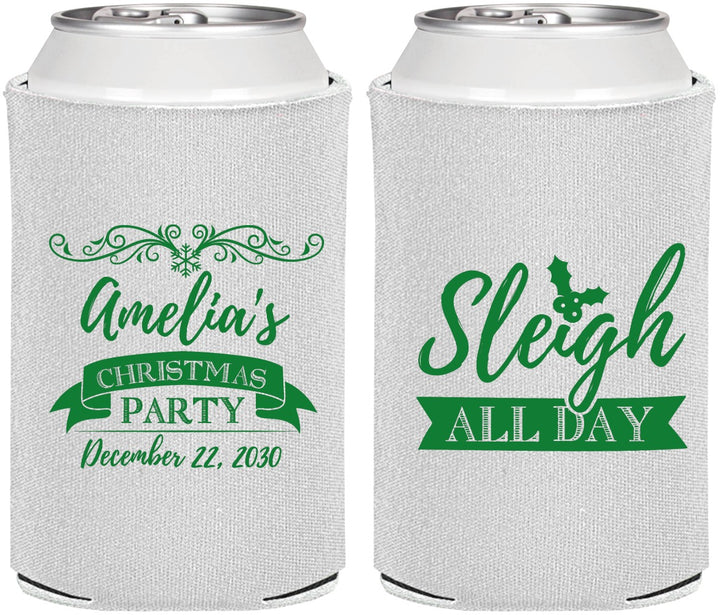 Personalized Christmas Can Coolers - Sleigh All Day | 280031