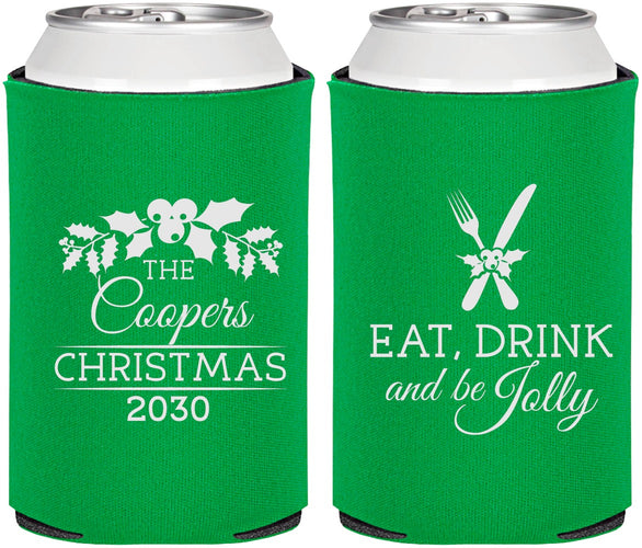 Personalized Christmas Can Coolers - Eat Drink And Be Jolly | 280033