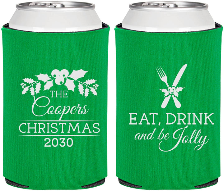 Personalized Christmas Can Coolers - Eat Drink And Be Jolly | 280033