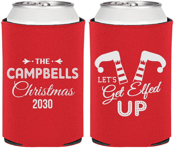 Personalized Christmas Can Coolers - Lets Get Elfed Up | 280036