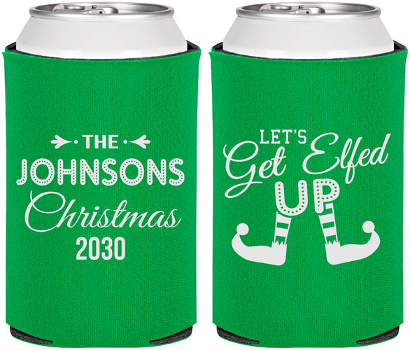 Personalized Christmas Can Coolers - Lets Get Elfed Up | 280037