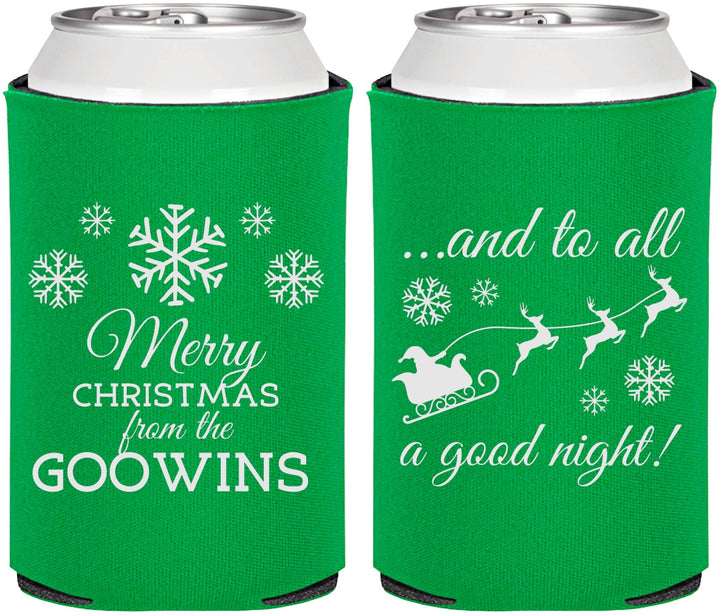 Personalized Christmas Can Coolers - To All A Good Night | 280041