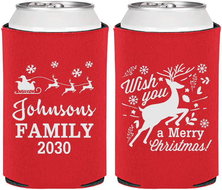 Personalized Christmas Can Coolers - Reindeer | 280044