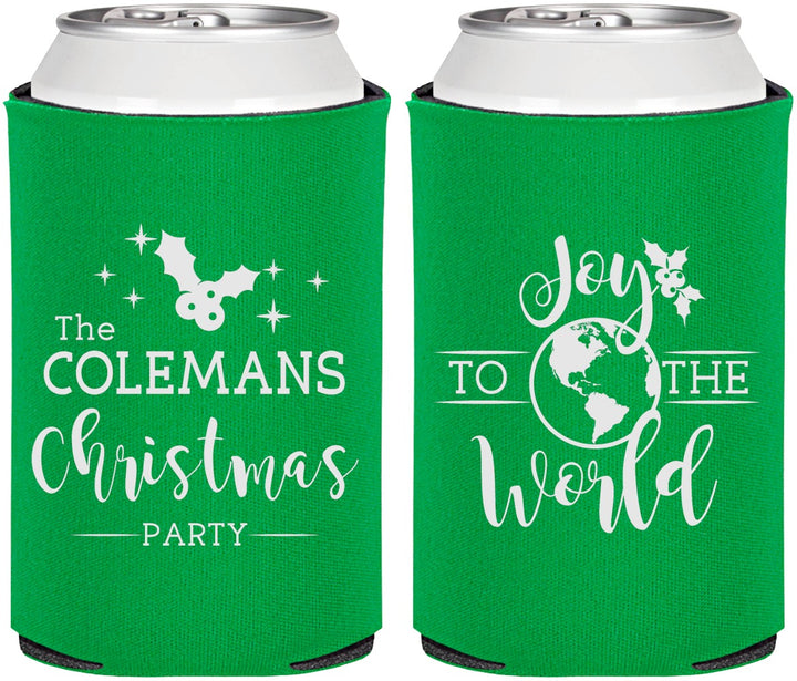 Personalized Christmas Can Coolers - Joy To The World | 280045