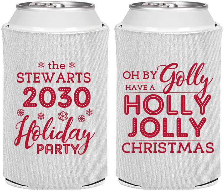 Personalized Christmas Can Coolers - Holly Jolly | 280046