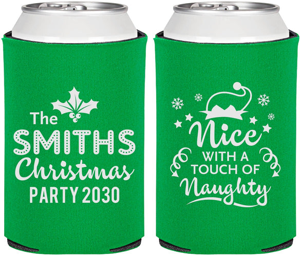 Personalized Christmas Can Coolers - Touch Of Naughty | 280049