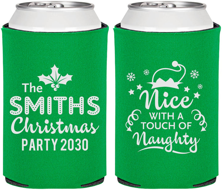 Personalized Christmas Can Coolers - Touch Of Naughty | 280049