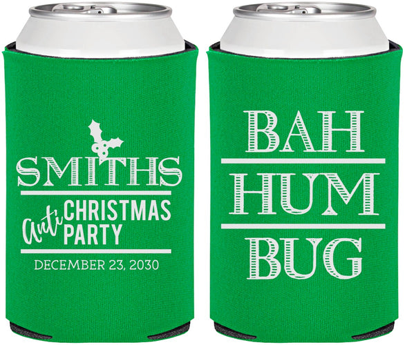 Personalized Christmas Can Coolers - Bah Hum Bug | 280057