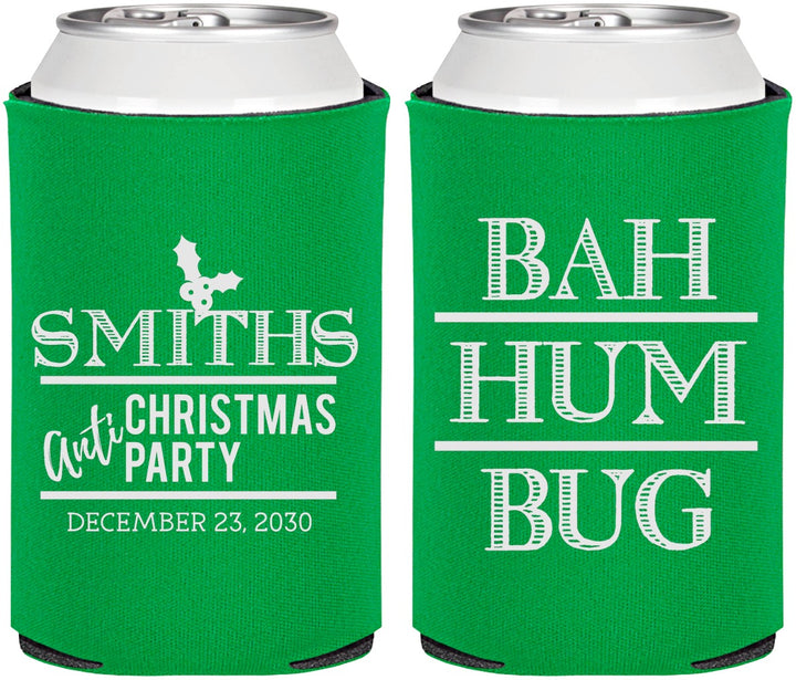 Personalized Christmas Can Coolers - Bah Hum Bug | 280057