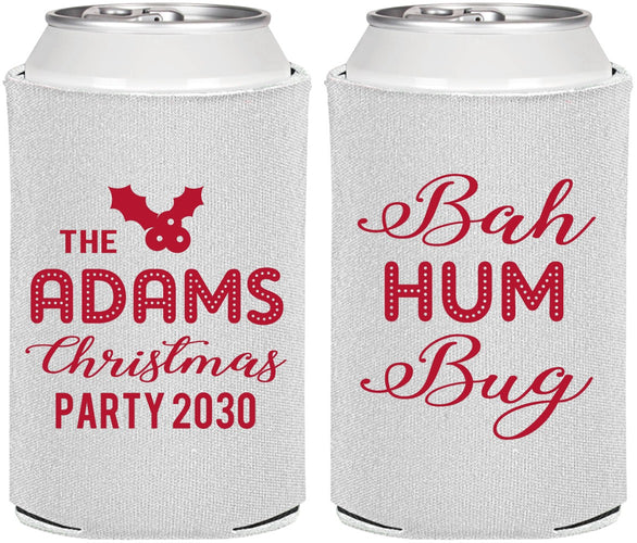 Personalized Christmas Can Coolers - Bah Hum Bug | 280058