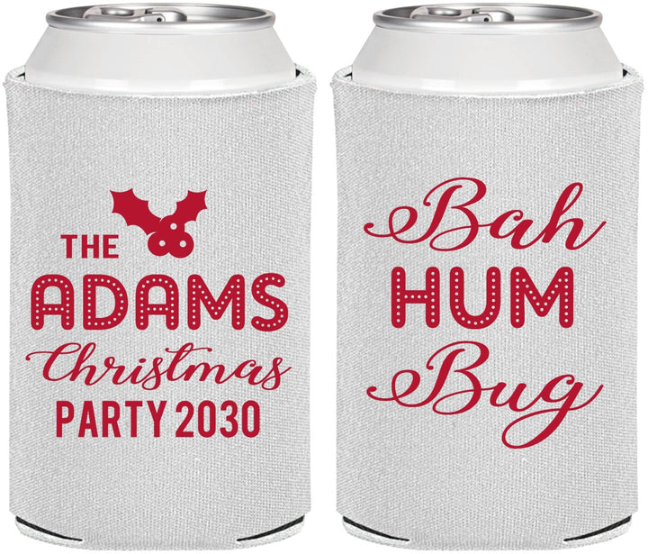 Personalized Christmas Can Coolers - Bah Hum Bug | 280058