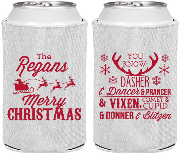 Personalized Christmas Can Coolers - Reindeer | 280062